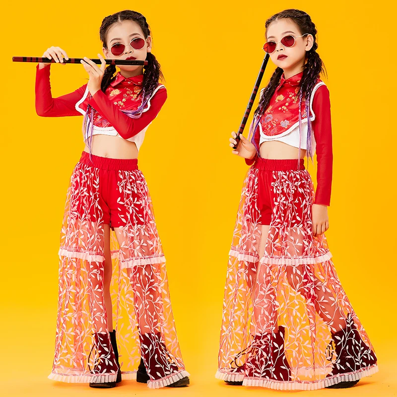 New Chinese Style Red Outfits Jazz Performance Costumes For Girls Modern Dance Hip Hop Dance Clothes Performance Wear DN10250
New Chinese Style Red Outfits Jazz Performance Costumes For Girls Modern Dance Hip Hop Dance Clothes Performance Wear DN10250