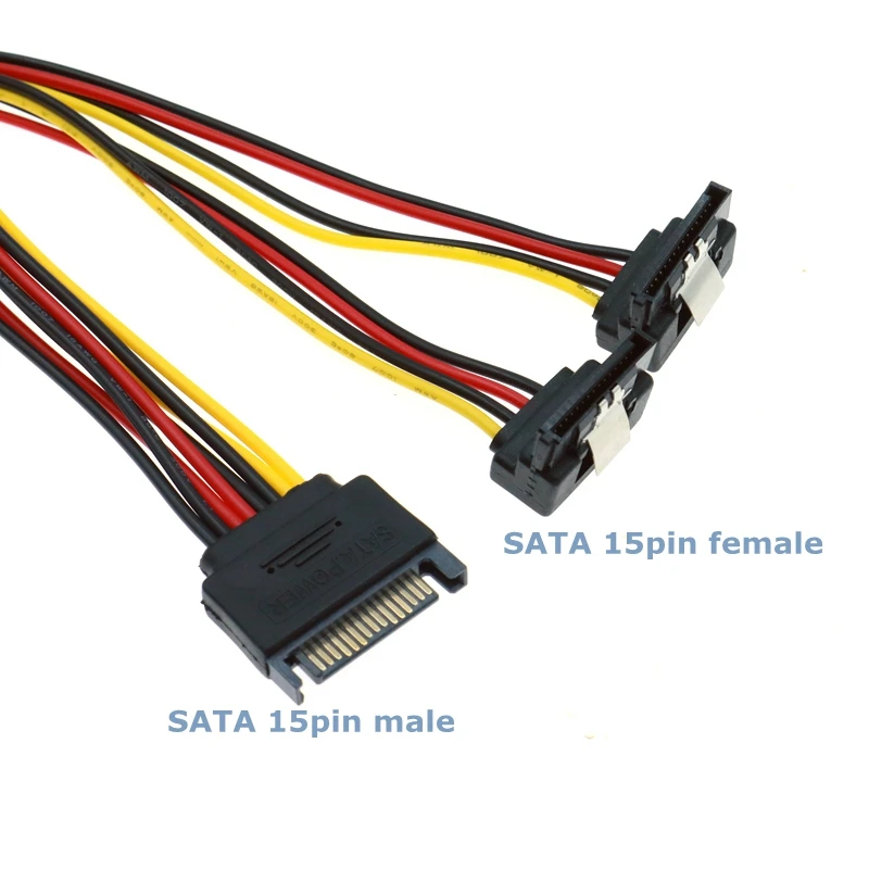 0.2M 90 Degree SATA 15-pin Male to 2 x 15P Female Y-Distributor Adapter With Buckle Computer Case Power Cord High Quality
0.2M 90 Degree SATA 15-pin Male to 2 x 15P Female Y-Distributor Adapter With Buckle Computer Case Power Cord High Quality