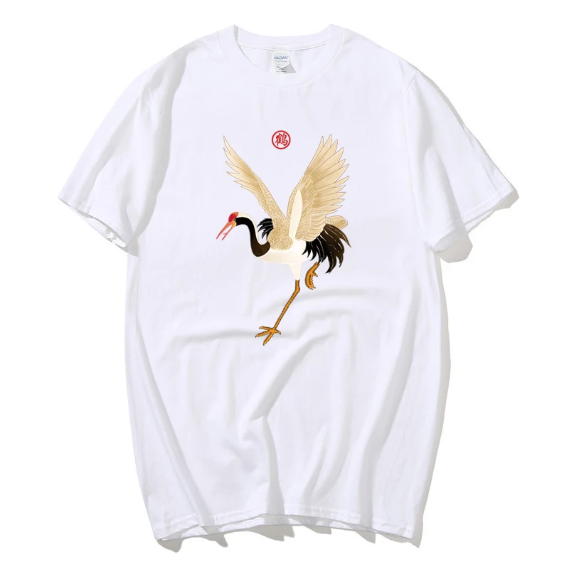 Summer Men's Crane Printing T-Shirts Harajuku Retro Chinese Style Loose Streetwear Casual Pullover Tshirt Male Clothing
Summer Men's Crane Printing T-Shirts Harajuku Retro Chinese Style Loose Streetwear Casual Pullover Tshirt Male Clothing