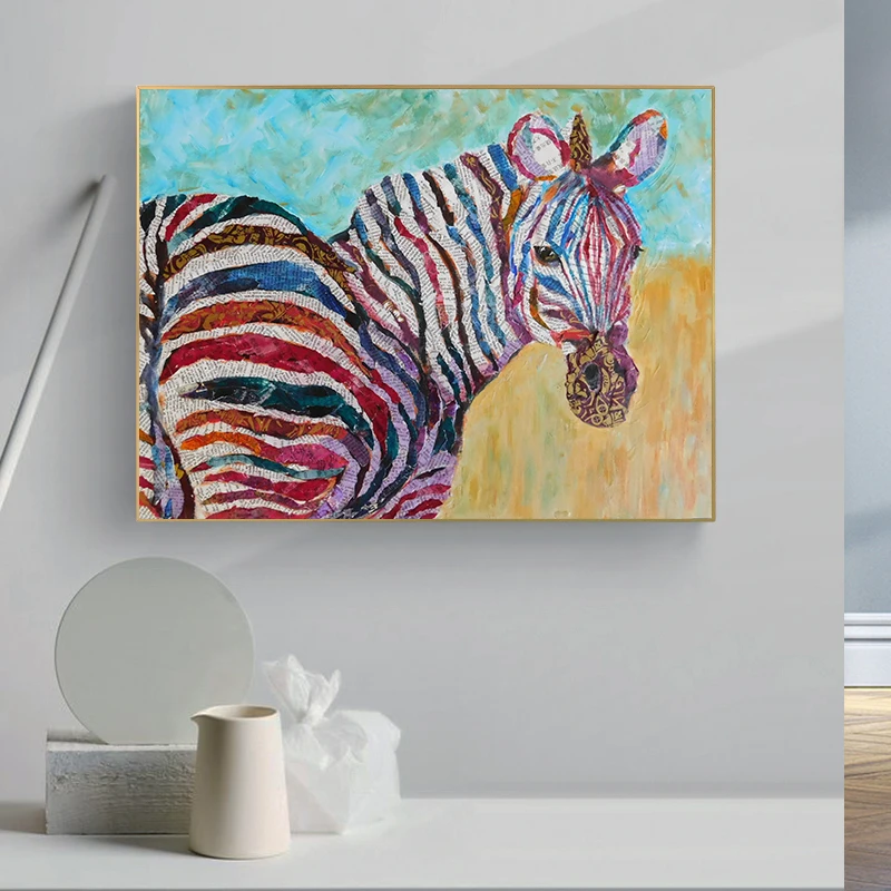 

Современная Абстрактная живопись Зебра на холсте, постер с животными, Настенная картина, печать для гостиной, украшение для дома без рамки