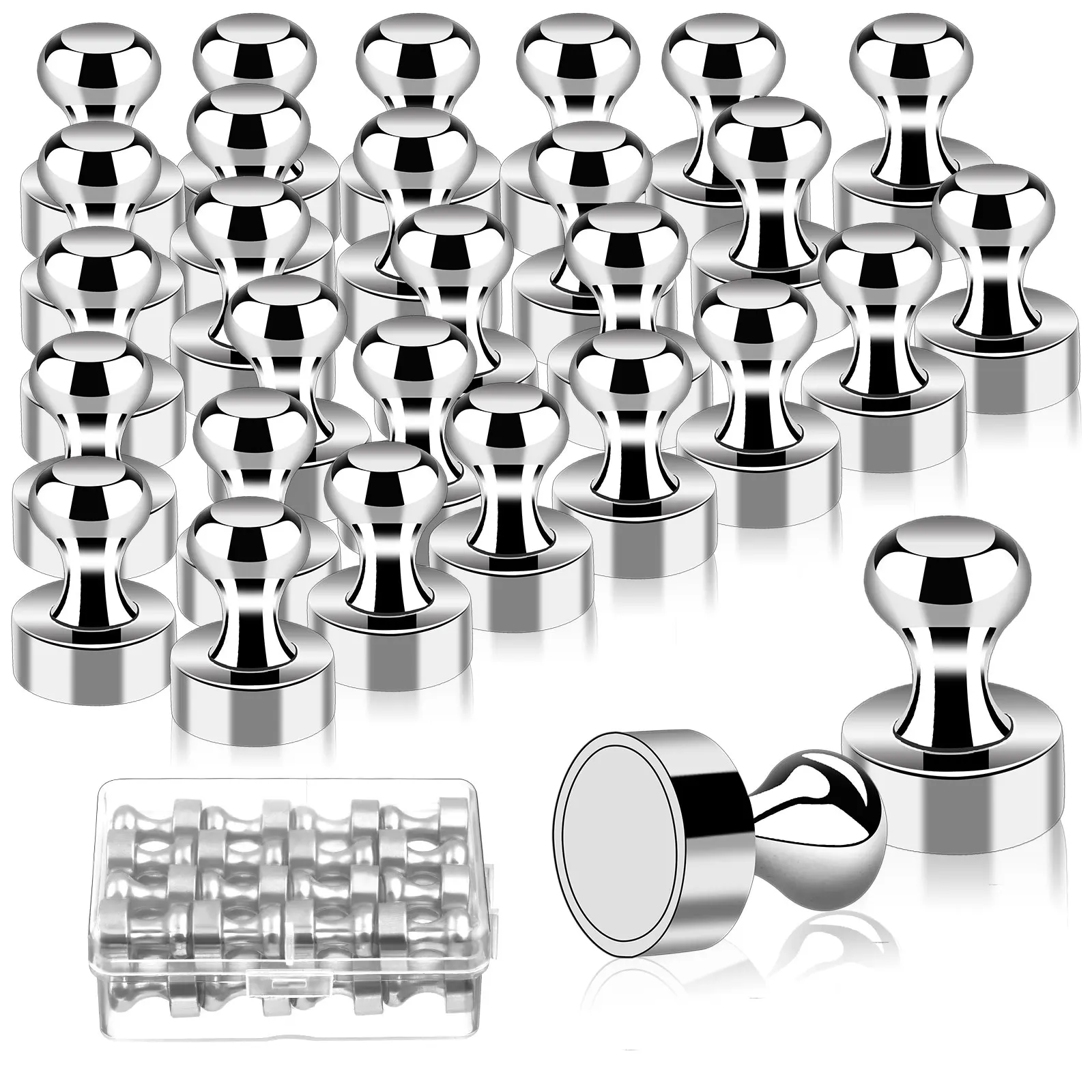 32 Pieces Metal Magnetic Push Pins Magnetic Thumb Tacks With 1 Plastic Storage B
32 Pieces Metal Magnetic Push Pins Magnetic Thumb Tacks With 1 Plastic Storage B