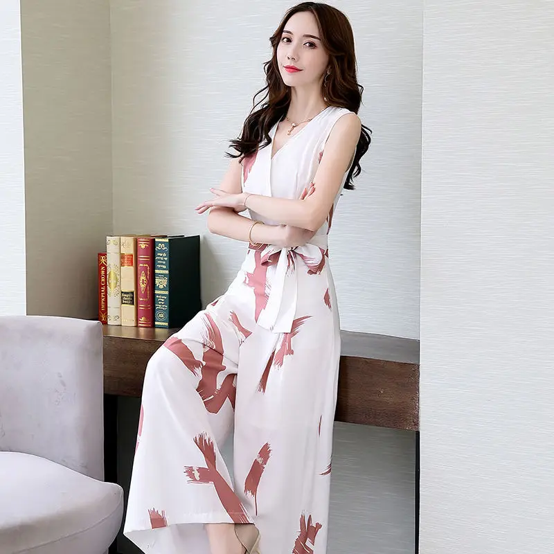 2021 Summer New Party For Women Elegance Chiffon White Jumpsuit Printing Fashion Wide Leg Pant Overalls Ladies Sleeveless Casual
2021 Summer New Party For Women Elegance Chiffon White Jumpsuit Printing Fashion Wide Leg Pant Overalls Ladies Sleeveless Casual