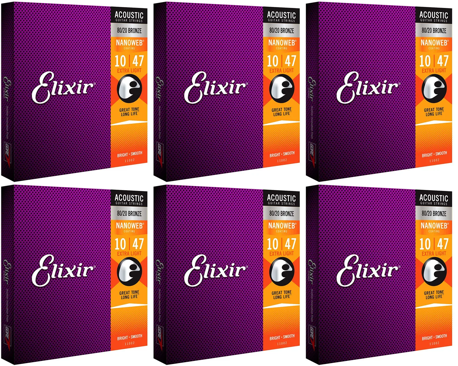 Акустические гитарные струны Elixir 11002 с нанопокрытием 80/20 бронзовые из