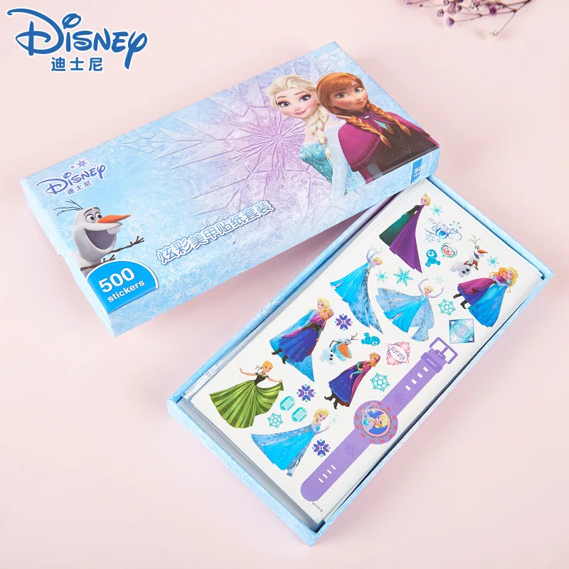 

500 pcs/set Disney New girls Frozen elsa and Anna Makeup Toys Nail Stickers snow White Princess Sophia Minnie sticker toys