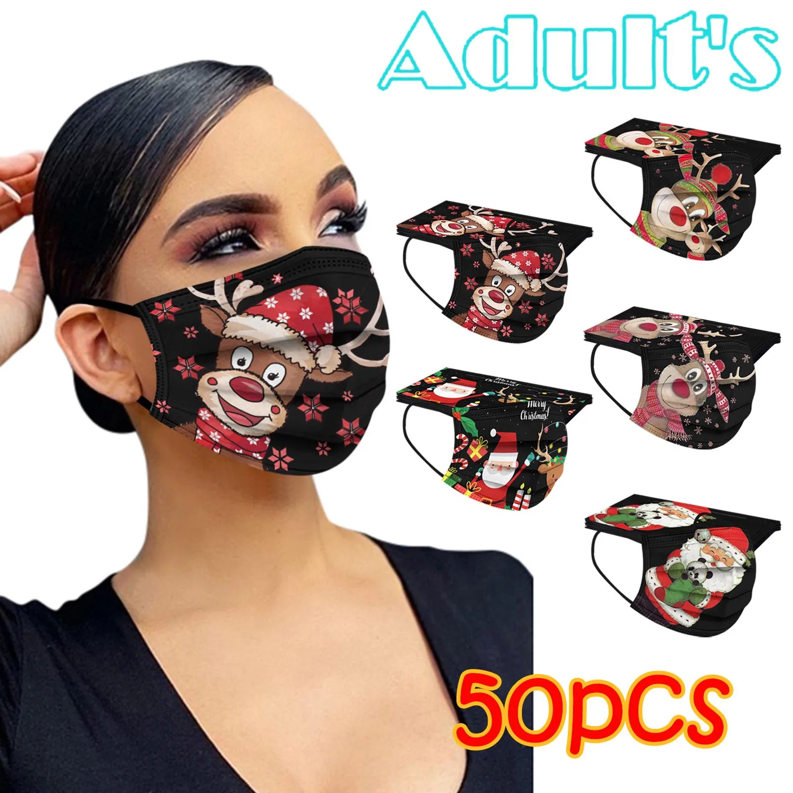 50pcs Adult Merry Christmas Black Mask Disposable Face Mask Fashion 3ply Non Woven Ear Loop Mouth Cover Party Decoration New Hot
50pcs Adult Merry Christmas Black Mask Disposable Face Mask Fashion 3ply Non Woven Ear Loop Mouth Cover Party Decoration New Hot