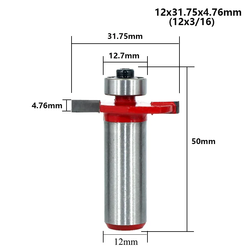 12mm Shank T-Slot Milling Cutter Head with Bearing Slot Milling Cutter T-Shaped Nailing Woodworking Tool for Wood-9Pcs
12mm Shank T-Slot Milling Cutter Head with Bearing Slot Milling Cutter T-Shaped Nailing Woodworking Tool for Wood-9Pcs