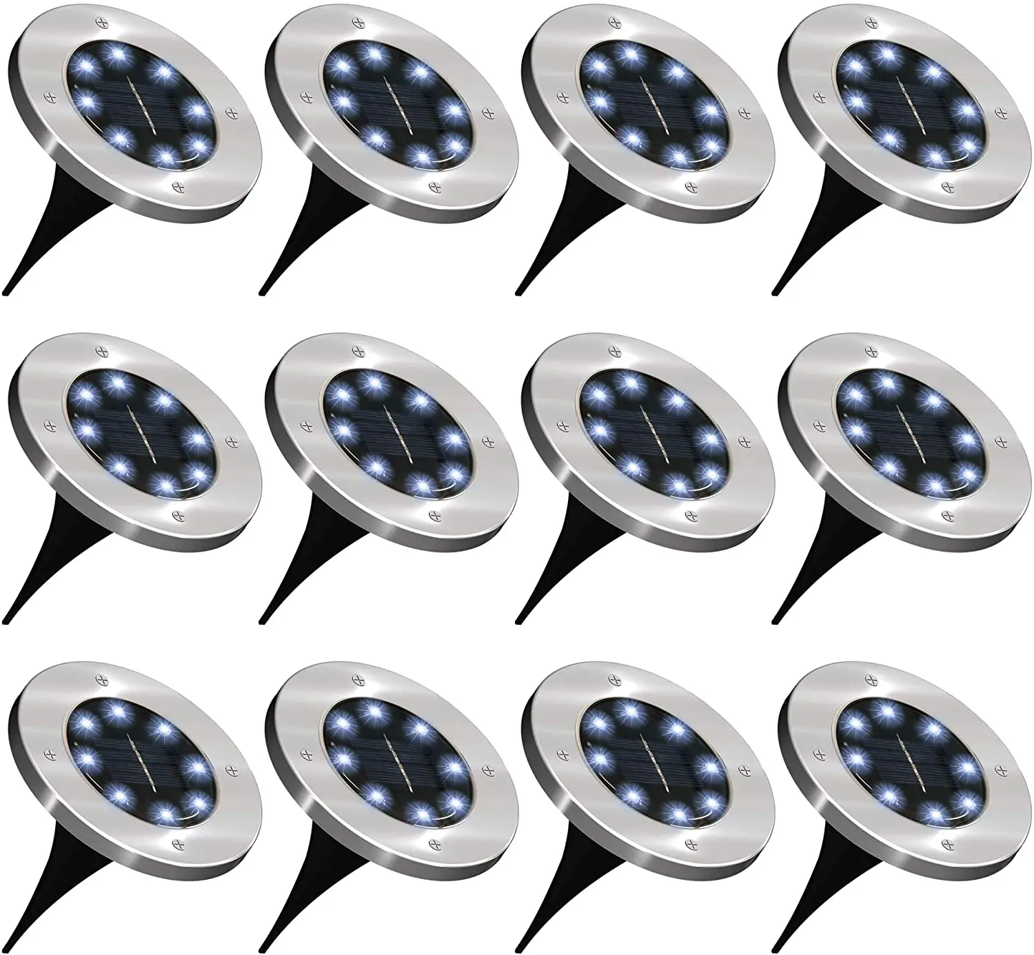 

New 8 LED Solar Garden Lights IP65 Waterproof Solar Ground Lights Outdoor Sensing Landscape Lighting for Lawn Patio Pathway