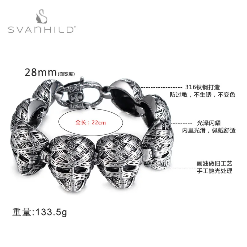 Jewelry Retro Ghost Head Stainless Steel Bracelet Men's Domineering Skull Head Titanium Steel Bracelet
Jewelry Retro Ghost Head Stainless Steel Bracelet Men's Domineering Skull Head Titanium Steel Bracelet