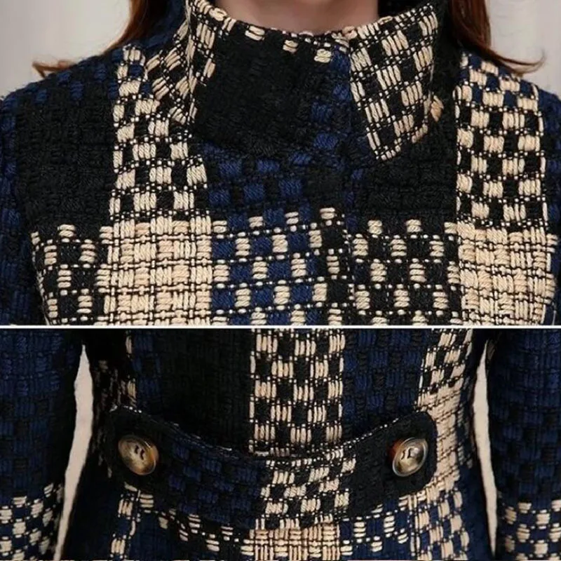 Autumn Winter Jacket Women's Plaid Woolen Coat New Korean Stand Collar Slim Plus Size Wool Basic Coat Female Outerwear Tops
Autumn Winter Jacket Women's Plaid Woolen Coat New Korean Stand Collar Slim Plus Size Wool Basic Coat Female Outerwear Tops