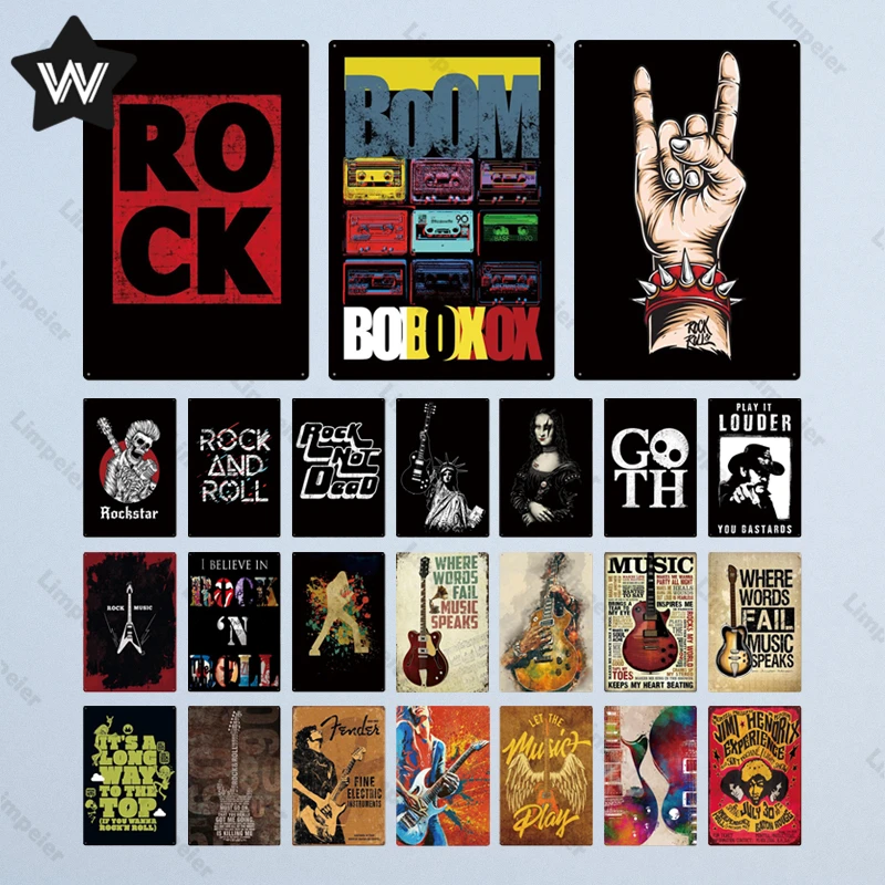 Rock Music Vintage Metal Plaque Sign Bar Home Wall Decor Plate Retro Metal Poster Wall Sticker for Man Cave Pub Bar Decor Plates
Rock Music Vintage Metal Plaque Sign Bar Home Wall Decor Plate Retro Metal Poster Wall Sticker for Man Cave Pub Bar Decor Plates
