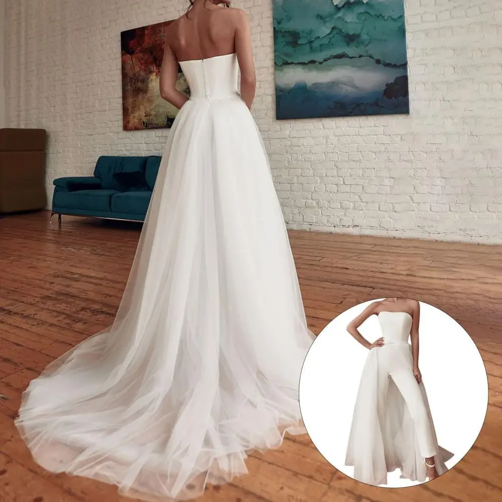 Backless Tulle Jumpsuit Straight Slim Jumpsuit Female Tulle Strapless Jumpsuit for Party
Backless Tulle Jumpsuit Straight Slim Jumpsuit Female Tulle Strapless Jumpsuit for Party