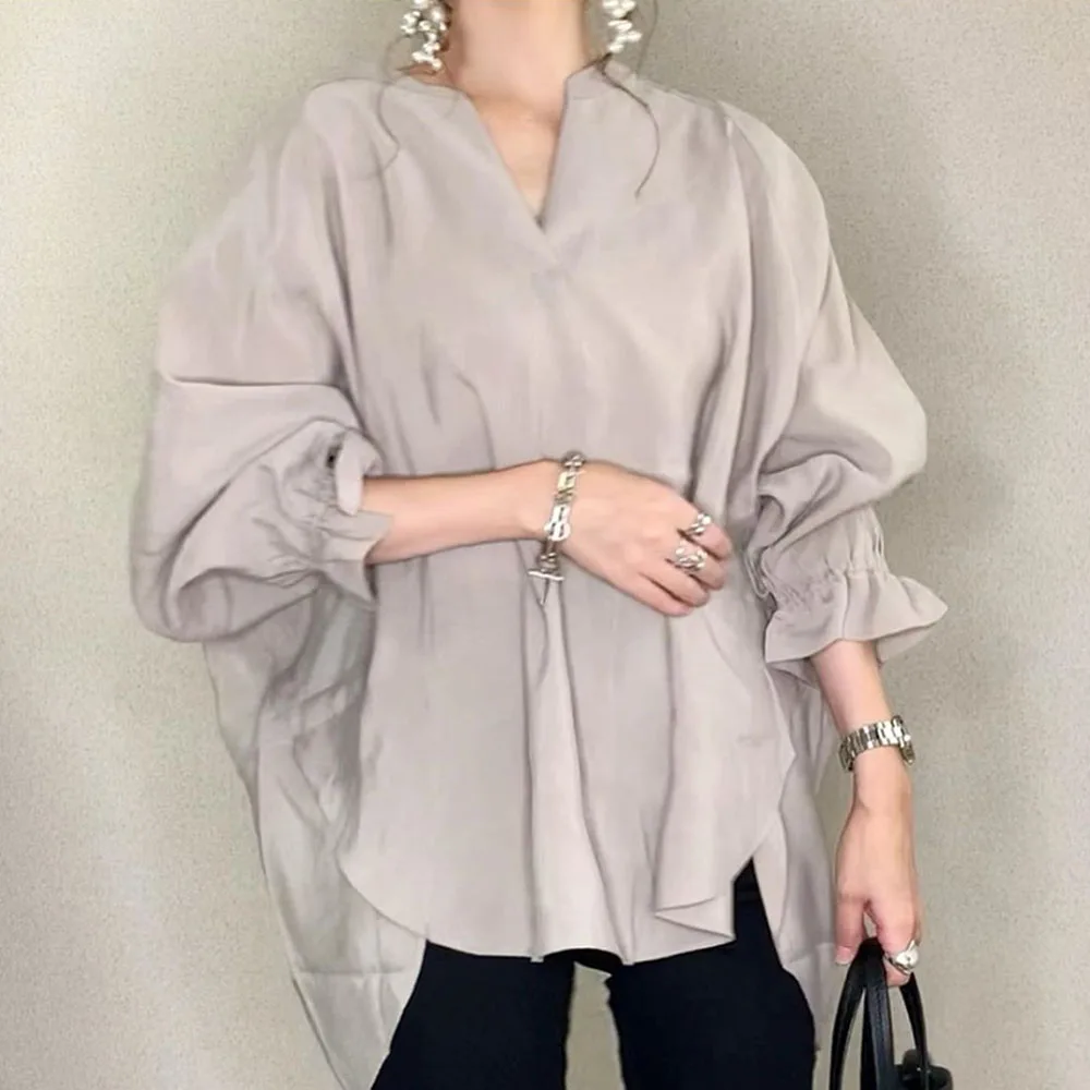 Korean Tops Blouse Sweet Office Lady Casual Asymmetrical High Low Solid Autumn Women Long Sleeve Oversized Blouses Shirts Spring 
Korean Tops Blouse Sweet Office Lady Casual Asymmetrical High Low Solid Autumn Women Long Sleeve Oversized Blouses Shirts Spring