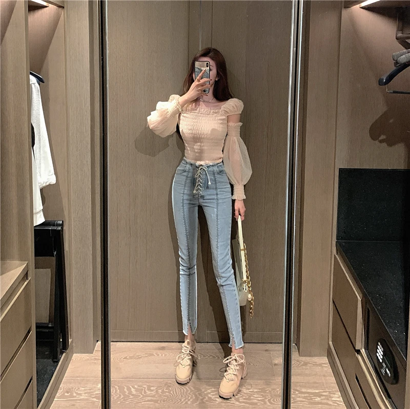 Jeans For Women High Waist Elastic Stretch Jeans Female Slim Chic Lace-up Front Zipper Denim Skinny Pencil Pants Autumn
Jeans For Women High Waist Elastic Stretch Jeans Female Slim Chic Lace-up Front Zipper Denim Skinny Pencil Pants Autumn