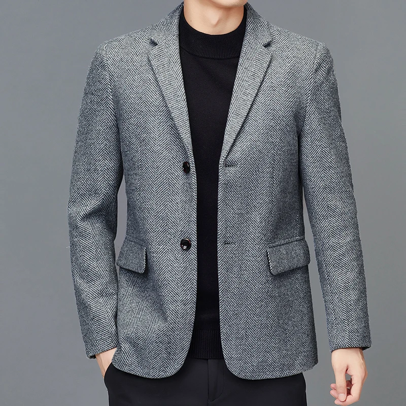 Autumn Winter Middle-aged Men Blazers Solid Color Slim Woolen Casual Suit Jacket Business Dress Coat Street Social Male Clothing
Autumn Winter Middle-aged Men Blazers Solid Color Slim Woolen Casual Suit Jacket Business Dress Coat Street Social Male Clothing