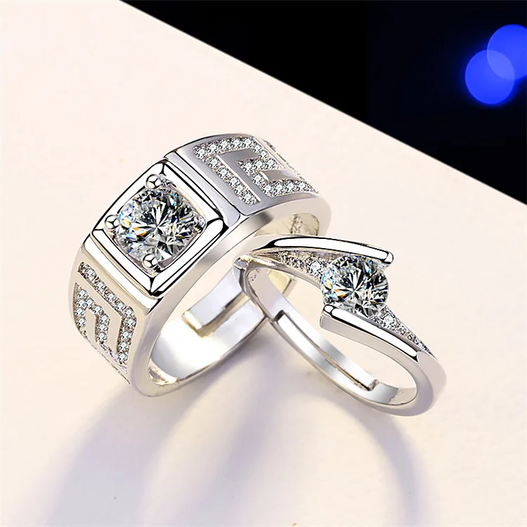 Exquisite Romantic Couple CZ White Crystal Ring Simple Silver Plated Men Women Opening Ring Luxury Eternal Zircon Lover Day Gift
Exquisite Romantic Couple CZ White Crystal Ring Simple Silver Plated Men Women Opening Ring Luxury Eternal Zircon Lover Day Gift