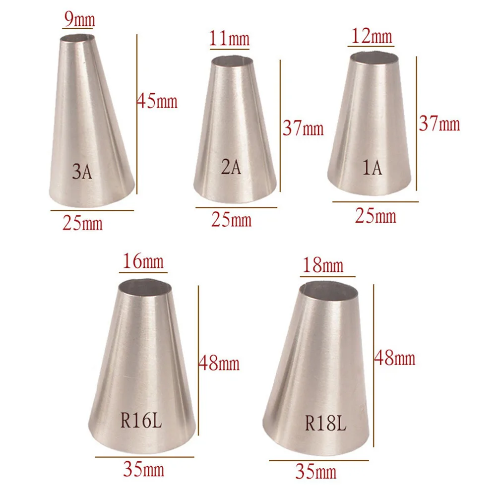 New Arrival 5pcs/set Round Nozzle for Cream Large Metal Cake Decorating Tips Set Baking Tools Pastry Nozzles Cake Decorating
New Arrival 5pcs/set Round Nozzle for Cream Large Metal Cake Decorating Tips Set Baking Tools Pastry Nozzles Cake Decorating