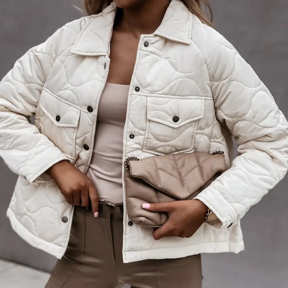 Women Jackets Solid Color Buttons Closure Coat Turn-Down Collar Flap Pockets Long Sleeve Outwear Casual Warm Tops for Winter
Women Jackets Solid Color Buttons Closure Coat Turn-Down Collar Flap Pockets Long Sleeve Outwear Casual Warm Tops for Winter