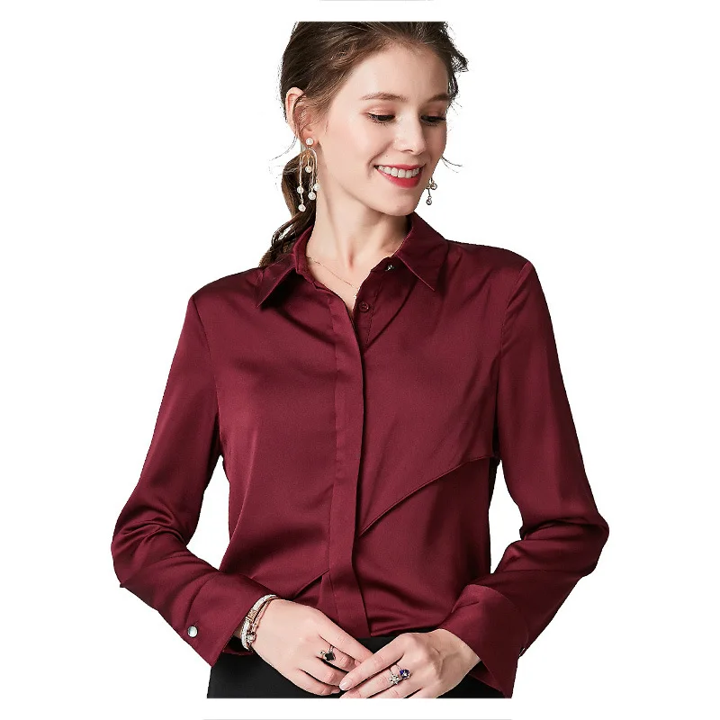 Commuter Business Wear Solid Color Long-Sleeved Silk Shirt Cardigan Lapel Fashion All-match Shirt Women's 2020 Fashion New Style
Commuter Business Wear Solid Color Long-Sleeved Silk Shirt Cardigan Lapel Fashion All-match Shirt Women's 2020 Fashion New Style