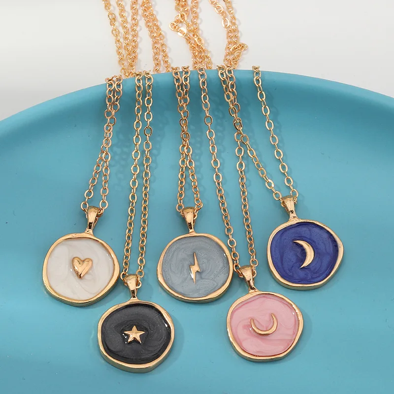 New Fashion Necklace Alloy Drop Oil Love Heart Moon Lightning Necklaces Elegant Cute Round Party Gift Jewelry For Women
New Fashion Necklace Alloy Drop Oil Love Heart Moon Lightning Necklaces Elegant Cute Round Party Gift Jewelry For Women