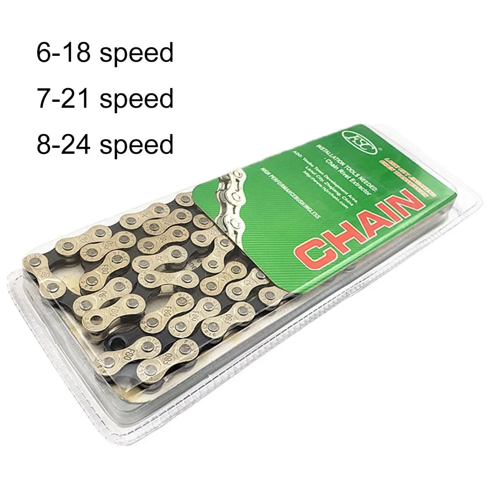 F80/F90 Bicycle Chain 6/7/8 Speed&18/21/24/27 Speed System Mountain Road Bike Chains Fit Shiman0 Gold 116L
F80/F90 Bicycle Chain 6/7/8 Speed&18/21/24/27 Speed System Mountain Road Bike Chains Fit Shiman0 Gold 116L
