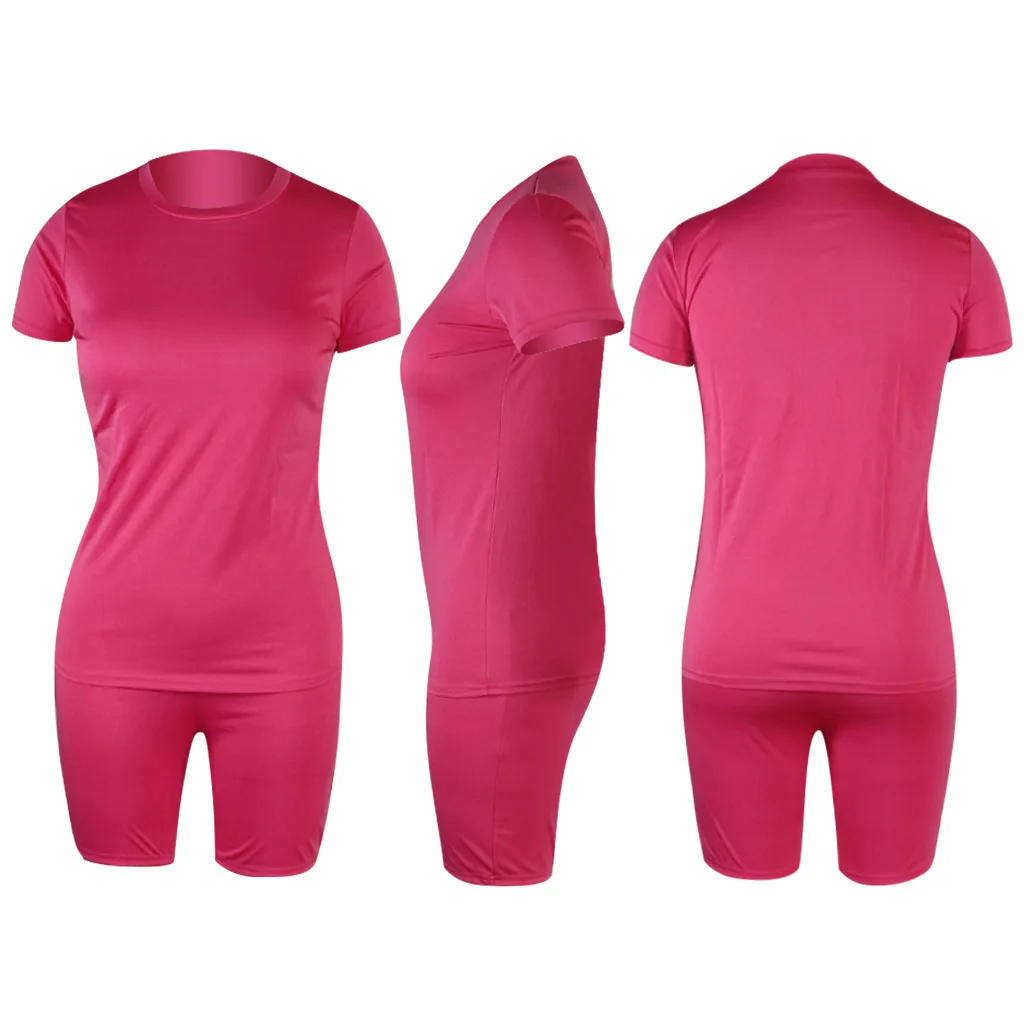 2020 Two Piece Set Women Clothes Pure Color T- Shirt & Biker Shorts Set Sweat Suits Lounge Wear Outfits Matching Sets
2020 Two Piece Set Women Clothes Pure Color T- Shirt & Biker Shorts Set Sweat Suits Lounge Wear Outfits Matching Sets