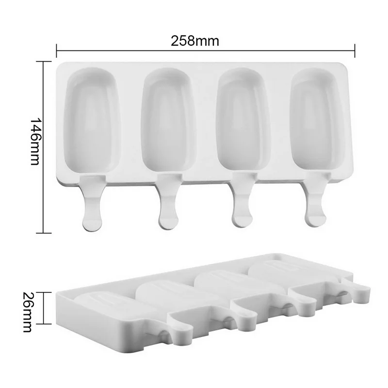 New Homemade Food Grade Silicone Ice Cream Molds 2 Size Ice lolly Moulds Freezer Ice cream bar Molds Maker With Popsicle Sticks
New Homemade Food Grade Silicone Ice Cream Molds 2 Size Ice lolly Moulds Freezer Ice cream bar Molds Maker With Popsicle Sticks
