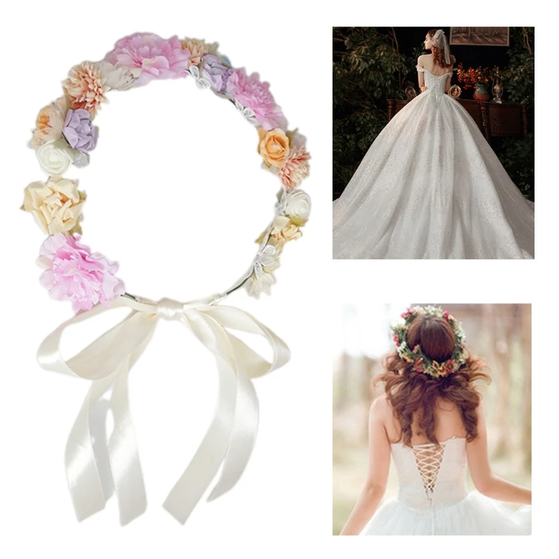 Bridal Headwear Romantic Rose Garland Hairband with Silk Bowknot String Floral Wedding Headband Party Decoration
Bridal Headwear Romantic Rose Garland Hairband with Silk Bowknot String Floral Wedding Headband Party Decoration