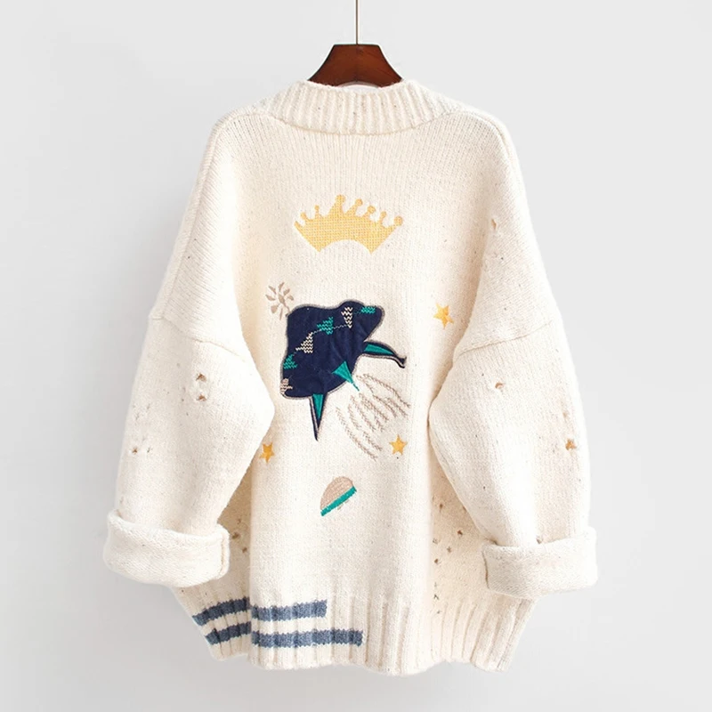 Cartoon Embroidery Oversize Cardigans Women Harajuku Loose V Neck Sweaters Jacket Female Knitted Cardigan Mujer 2020 Winter Tops
Cartoon Embroidery Oversize Cardigans Women Harajuku Loose V Neck Sweaters Jacket Female Knitted Cardigan Mujer 2020 Winter Tops