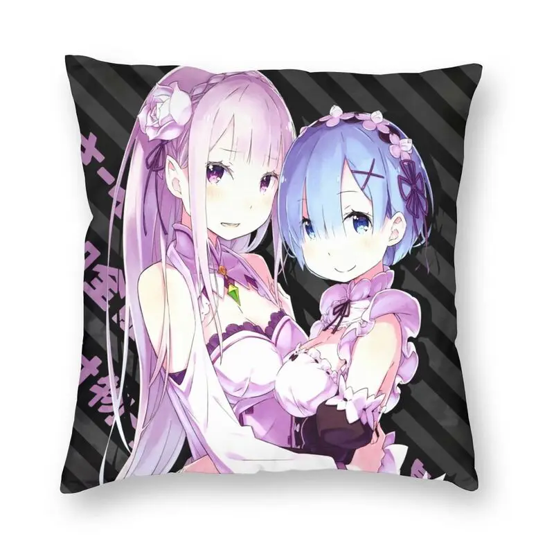 Re Zero Emilia And Rem Cushion Covers Sofa Decoration Japanese Anime Square Throw Pillow Case 45x45cm
Re Zero Emilia And Rem Cushion Covers Sofa Decoration Japanese Anime Square Throw Pillow Case 45x45cm