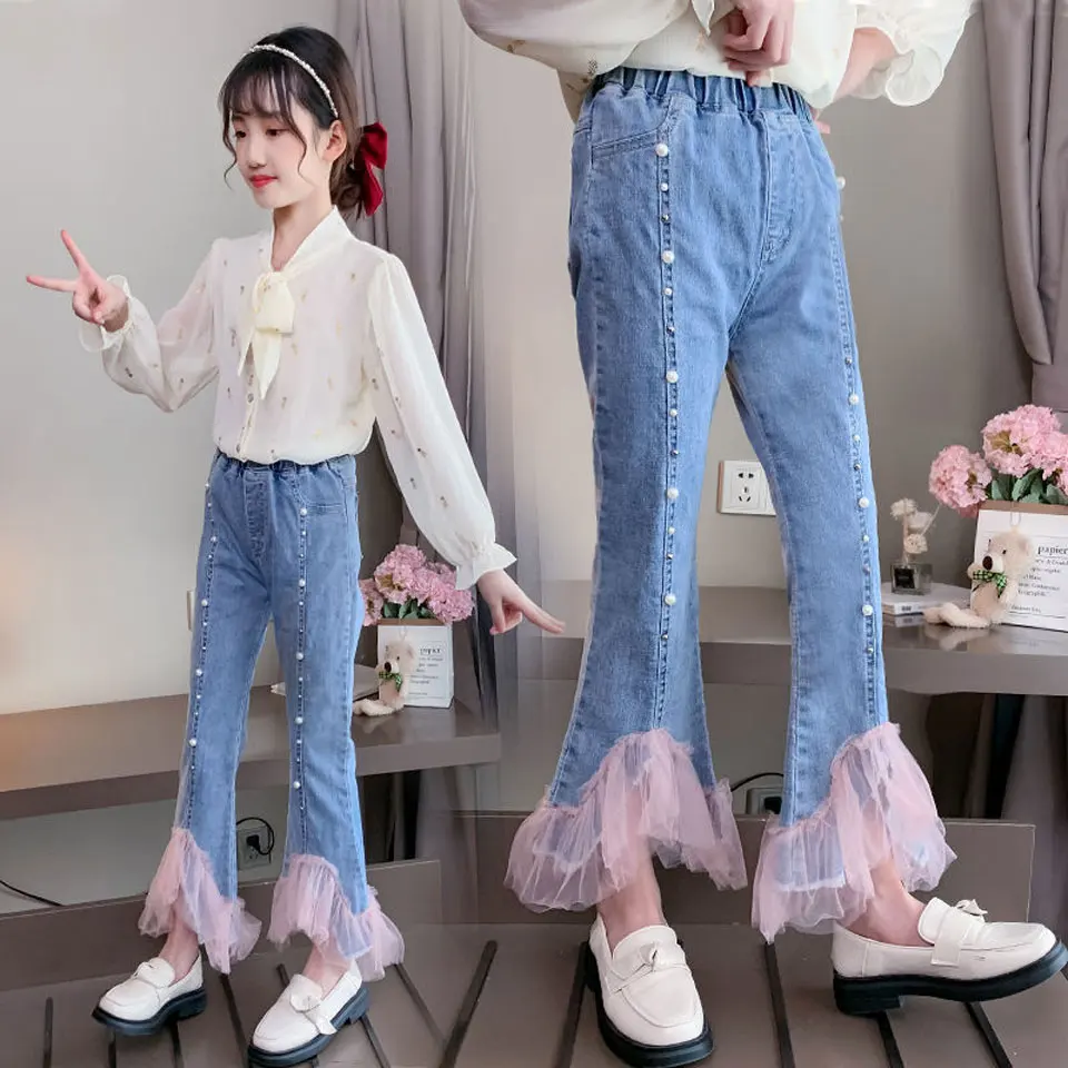 Kids Girls Jeans Casual Children Denim Pant New Style Spring Girl Flared Trousers For 4-13Yrs Mid Big Children Cute Girls Pants
Kids Girls Jeans Casual Children Denim Pant New Style Spring Girl Flared Trousers For 4-13Yrs Mid Big Children Cute Girls Pants