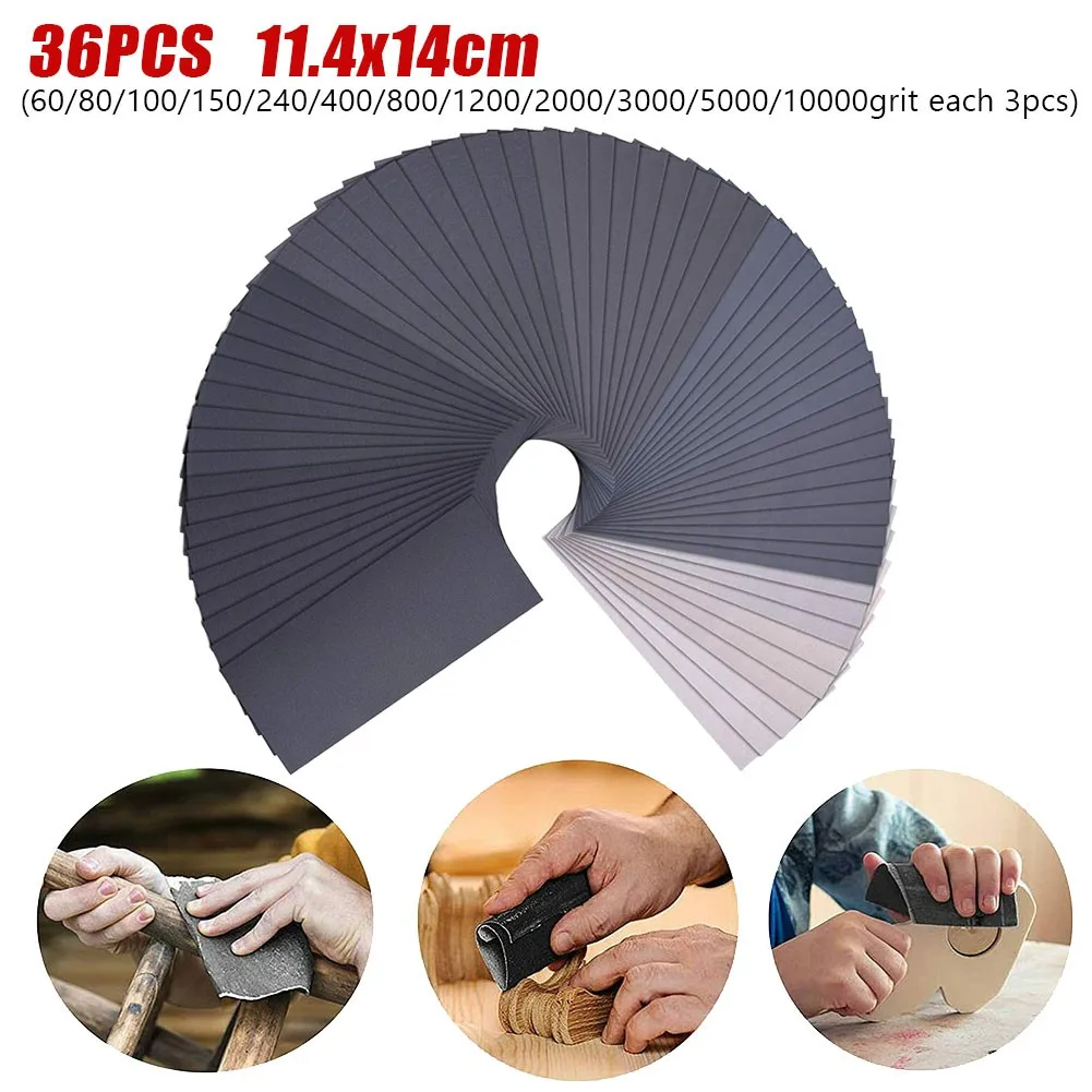 36pcs 11.4 x 14cm Sandpapers Dry/wet Usage Sanding Papers 60/80/100/150/240/400/800/1200/2000/3000/5000/10000Grit
36pcs 11.4 x 14cm Sandpapers Dry/wet Usage Sanding Papers 60/80/100/150/240/400/800/1200/2000/3000/5000/10000Grit