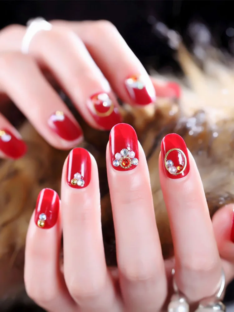 2021 Wear Nail Tips White Wine Red Colorful Rivet Fake Nails Round Head Mid-Length Nail Stickers Nail Artnew
2021 Wear Nail Tips White Wine Red Colorful Rivet Fake Nails Round Head Mid-Length Nail Stickers Nail Artnew