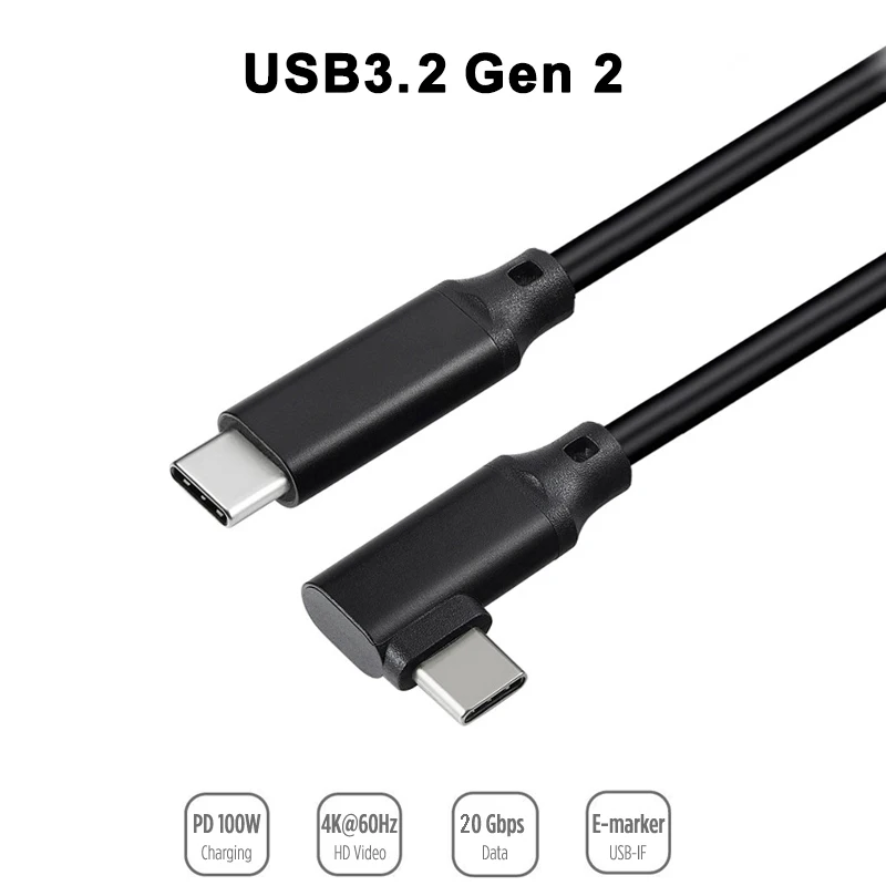 Изогнутый кабель usb 3.2 Type-C 100 Вт PD 5 А 4K при 60 Гц 20 Гбит/с USB-C Gen 2 шнур для Macbook Pro Nintendo