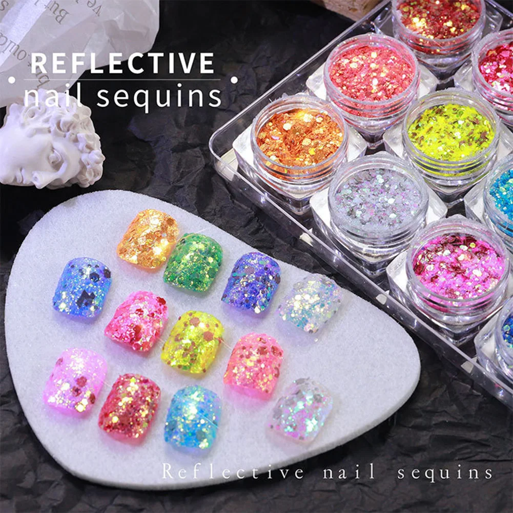 12 Colors Aurora Sequins for Nails Glitter Flakes Mixed Hexagon Spangles for Gel Paillette Manicure Decorations
12 Colors Aurora Sequins for Nails Glitter Flakes Mixed Hexagon Spangles for Gel Paillette Manicure Decorations