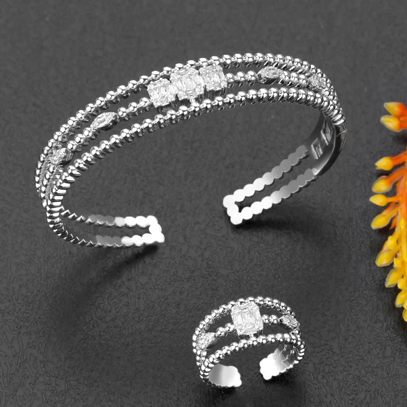 Luxury African Bangle Ring Set CZ shell Jewelry Sets For Women Wedding Cubic Zircon Crystal Dubai Bridal Jewelry Set
Luxury African Bangle Ring Set CZ shell Jewelry Sets For Women Wedding Cubic Zircon Crystal Dubai Bridal Jewelry Set