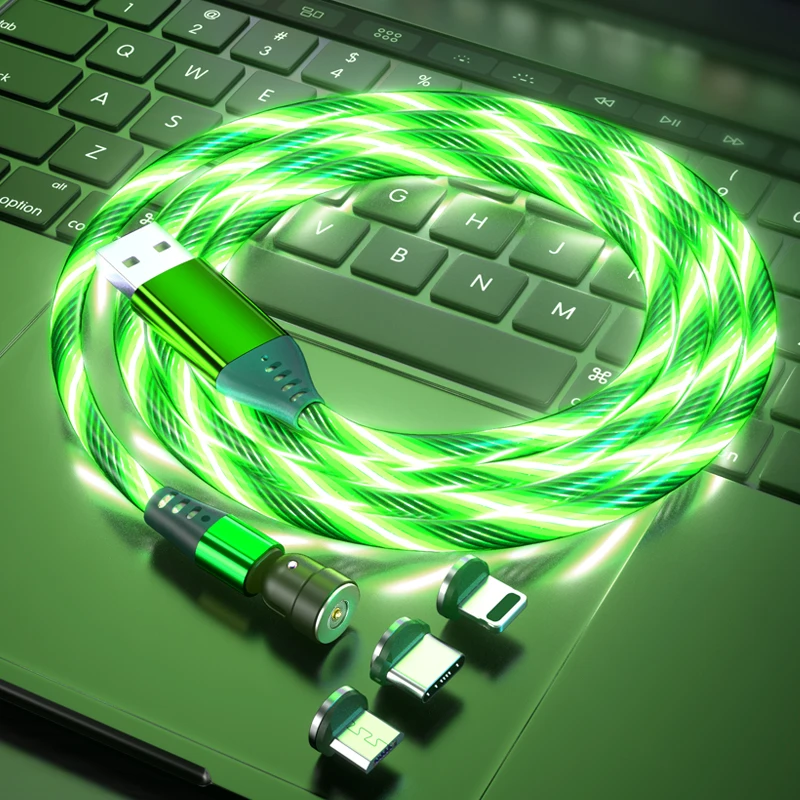 Магнитный USB-шнур AUFU со светодиодной подсветкой светящийся кабель типа C
