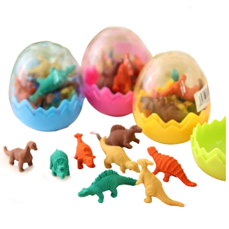 

1 коробка, миниатюрный резиновый ластик, милый динозавр, яйцо, карандаш, ластик для детей, подарок, Мультяшные школьные принадлежности, офисн...