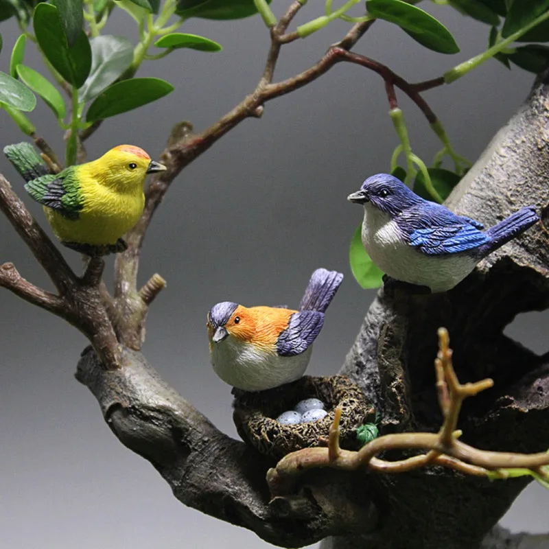 Имитационные птицы и птичьи гнезда украшение из смолы искусственная