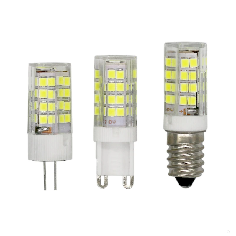 

Светодиодные лампы G4, G9, E14, 110 В переменного тока, 220 В переменного тока, SMD2835, 52 светодиода, 5 Вт, без мерцания, керамические светодиодные лампы,...
