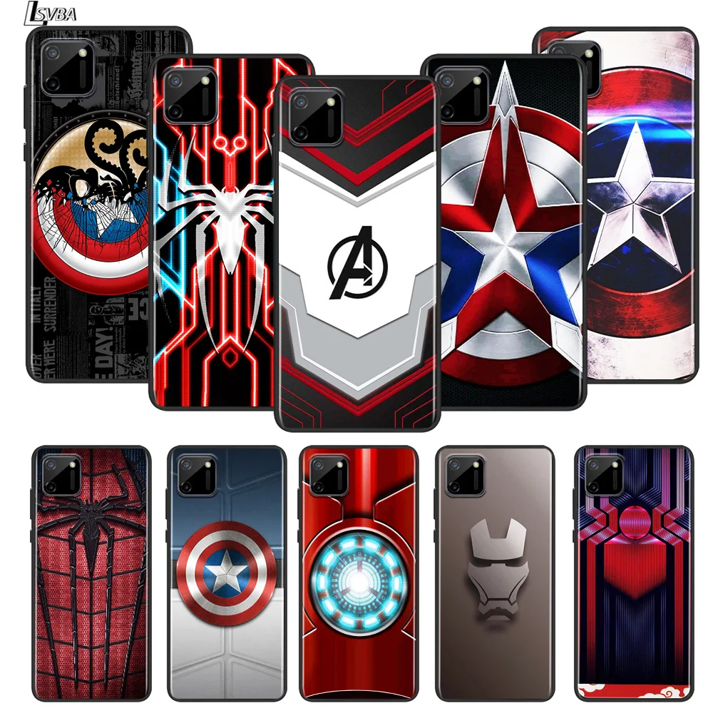 Логотип Marvel Мстители для OPPO Realme 5 5S 5i 6 6S 6i 7 7i 8 8i Narzo 10 20 30 Q3 q3i Pro 5G Global Black чехол