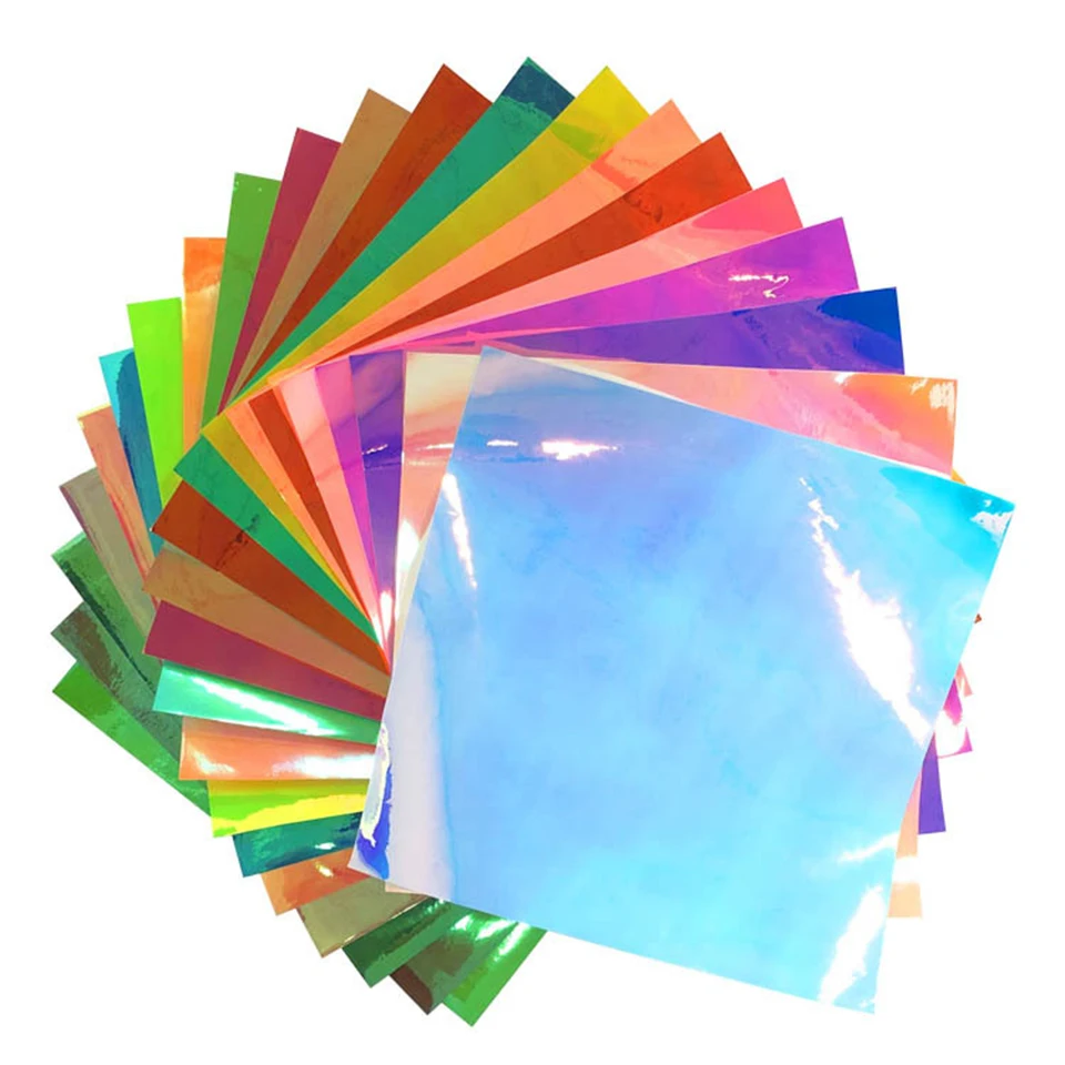 

Assorted Colors Holographic Craft Permanent Adhesive Sheets Bundle/Opal Chrome Vinyl Works with All Cutters, DIY Design CH01-21