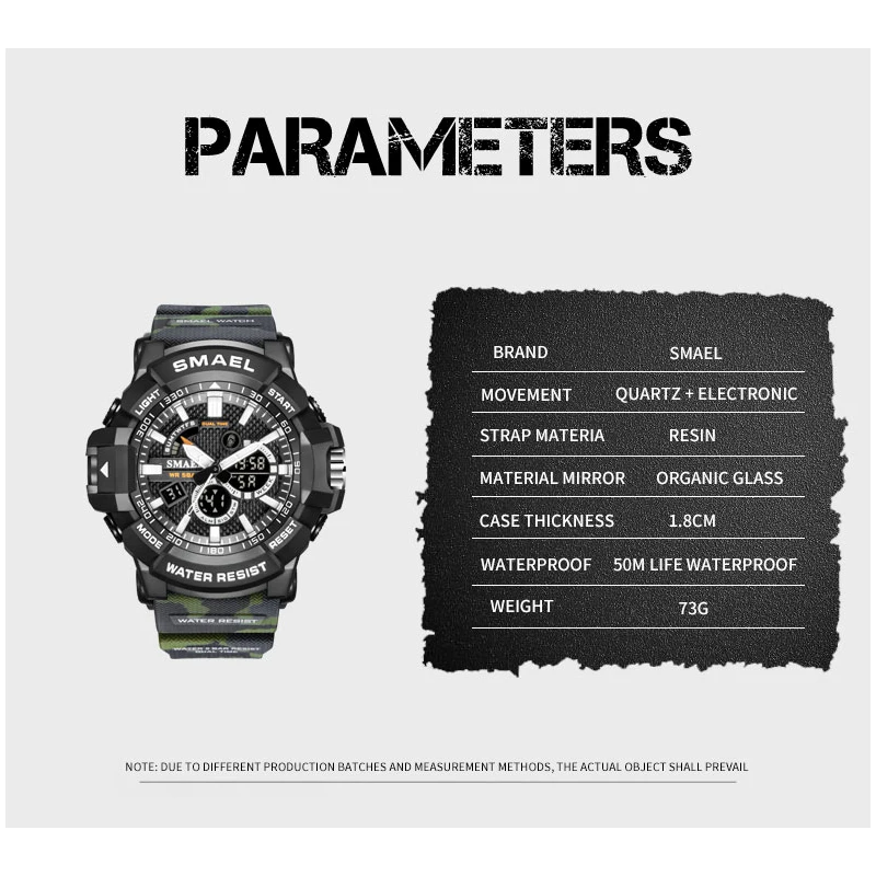 SMAEL Top Luxury Brand Mens Military Sport Watches Dual Time Waterproof Watch Men Analog Digital Wrist Watch Relogio Masculino 
SMAEL Top Luxury Brand Mens Military Sport Watches Dual Time Waterproof Watch Men Analog Digital Wrist Watch Relogio Masculino