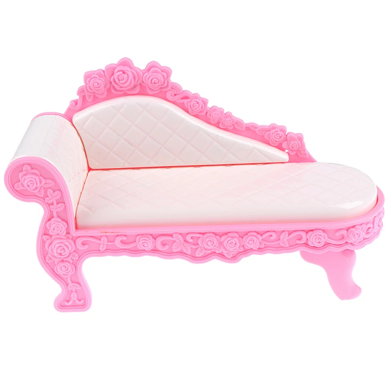 

1/12 Scale Fashion Dollhouse Miniature Furniture Chaise Lounge Sofa Pink Color Baby Children DIY Craft Toys
