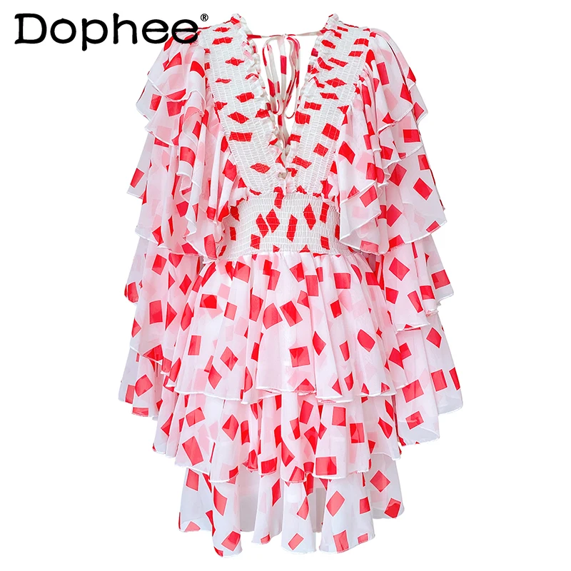 Vacation Style Sun Protection Dress for Women 2021 Summer New Deep V-neck Backless Sexy Dress Ruffled Chiffon Cake Dress
Vacation Style Sun Protection Dress for Women 2021 Summer New Deep V-neck Backless Sexy Dress Ruffled Chiffon Cake Dress