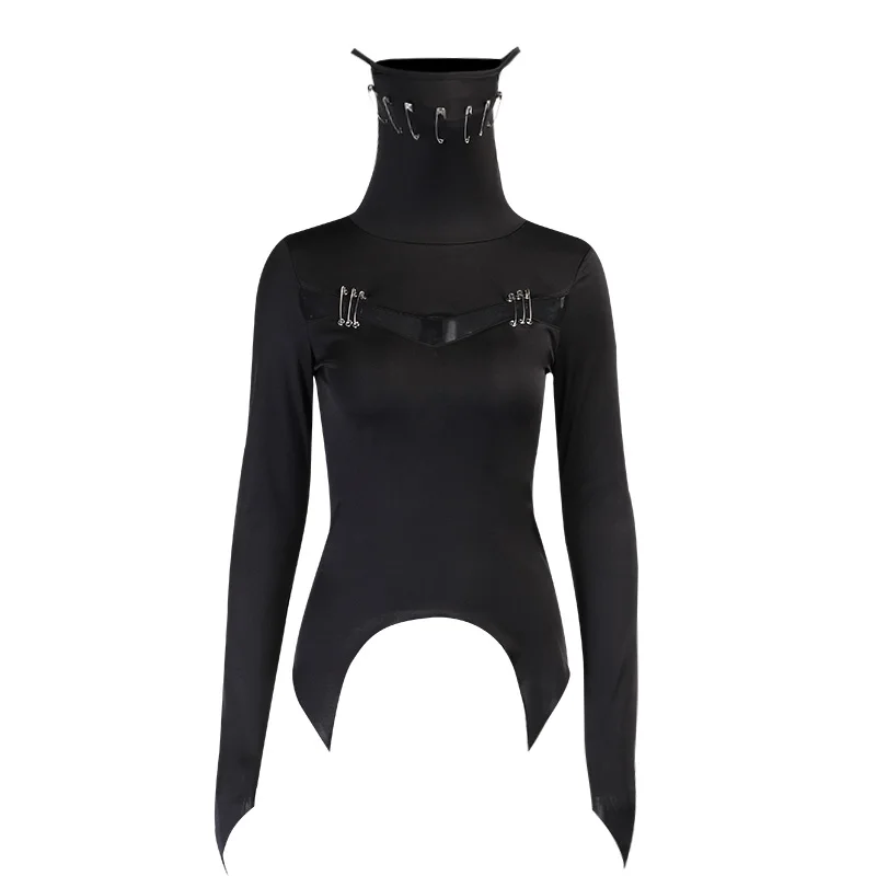 InsGoth Goth Mask Solid Black T Shirt Punk Metal Patchwork Hollow Out T-shirts Harajuku Bodycon Long Sleeve Women Top Streetwear
InsGoth Goth Mask Solid Black T Shirt Punk Metal Patchwork Hollow Out T-shirts Harajuku Bodycon Long Sleeve Women Top Streetwear