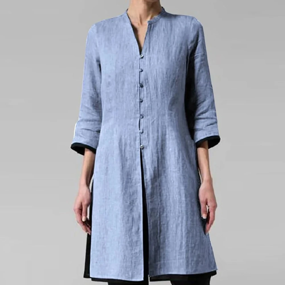 Women Vintage 3/4 Sleeve Single-breasted Irregular Hem Tunic Top Long Shirt Regular Cotton Hand Wash Single-breasted Irregular H
Women Vintage 3/4 Sleeve Single-breasted Irregular Hem Tunic Top Long Shirt Regular Cotton Hand Wash Single-breasted Irregular H