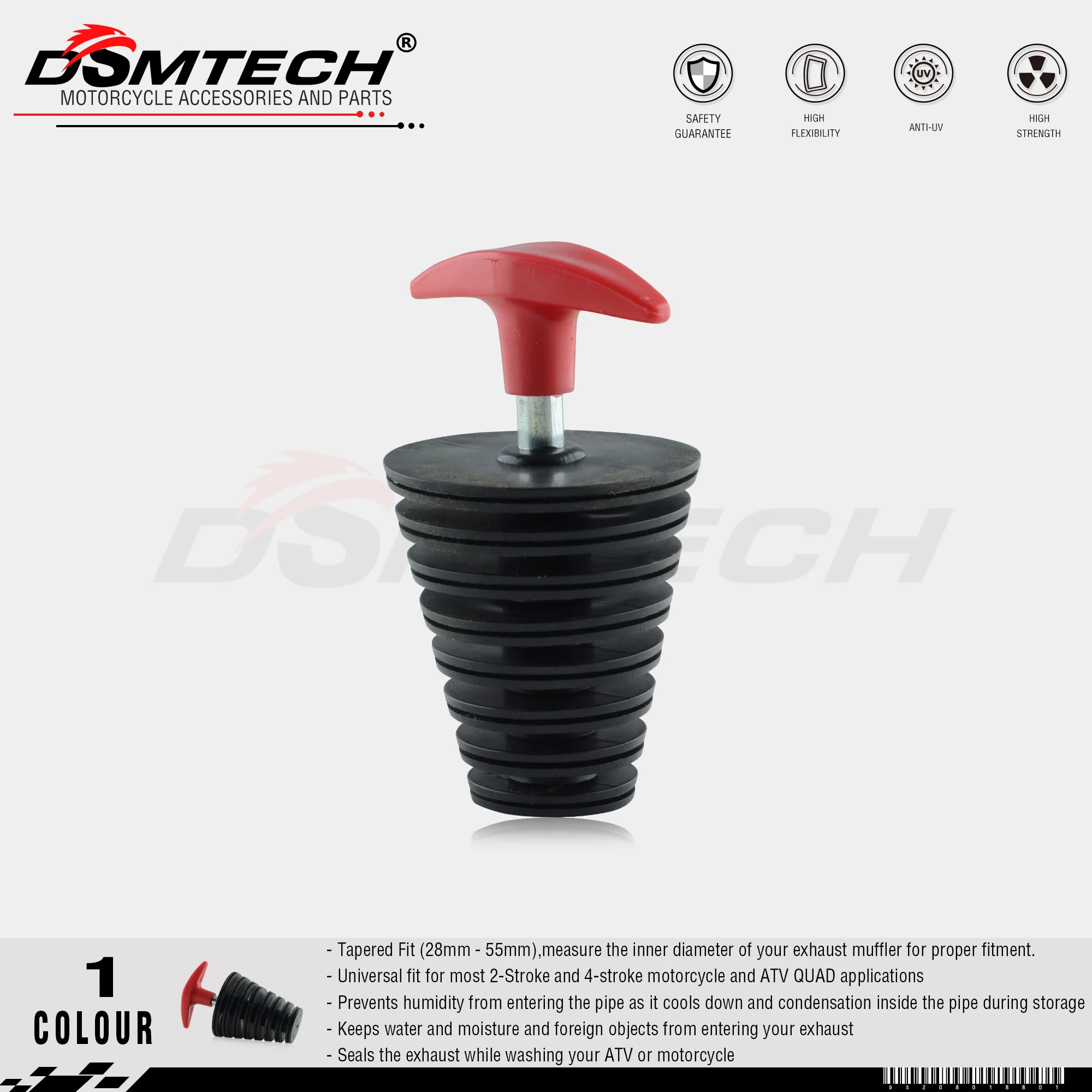 

DSMTECH 28-55MM Motorcycle Exhaust Pipe Motocross Tailpipe PVC Air-bleeder Exhaust Silencer Muffler Wash Plug Pipe Protector