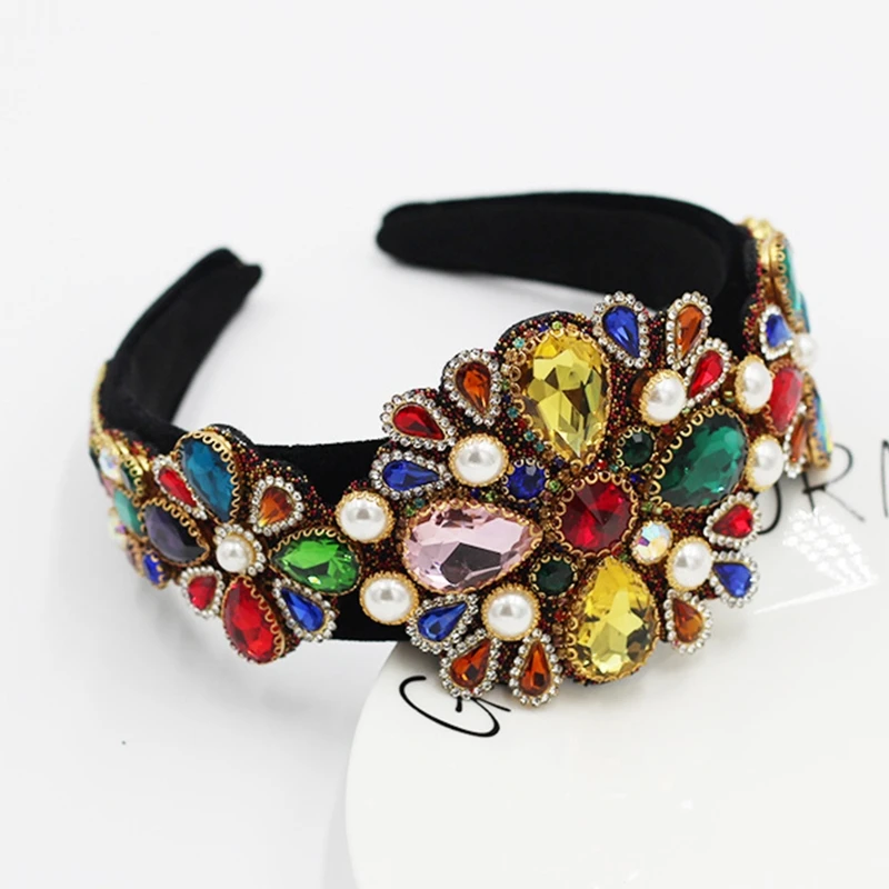 Baroque Ethnic Luxurious Headband Colorful Crystal Pearl Flower Jewelry Hair Hoop Ladies Dance Party Styling Headdress
Baroque Ethnic Luxurious Headband Colorful Crystal Pearl Flower Jewelry Hair Hoop Ladies Dance Party Styling Headdress