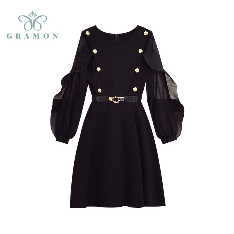 Dresses Women Plus Size O-Neck Elegant Lantern Long Sleeve Gauze Splicing Autumn 2021 New French Decal Vintage Loose Vestido
Dresses Women Plus Size O-Neck Elegant Lantern Long Sleeve Gauze Splicing Autumn 2021 New French Decal Vintage Loose Vestido