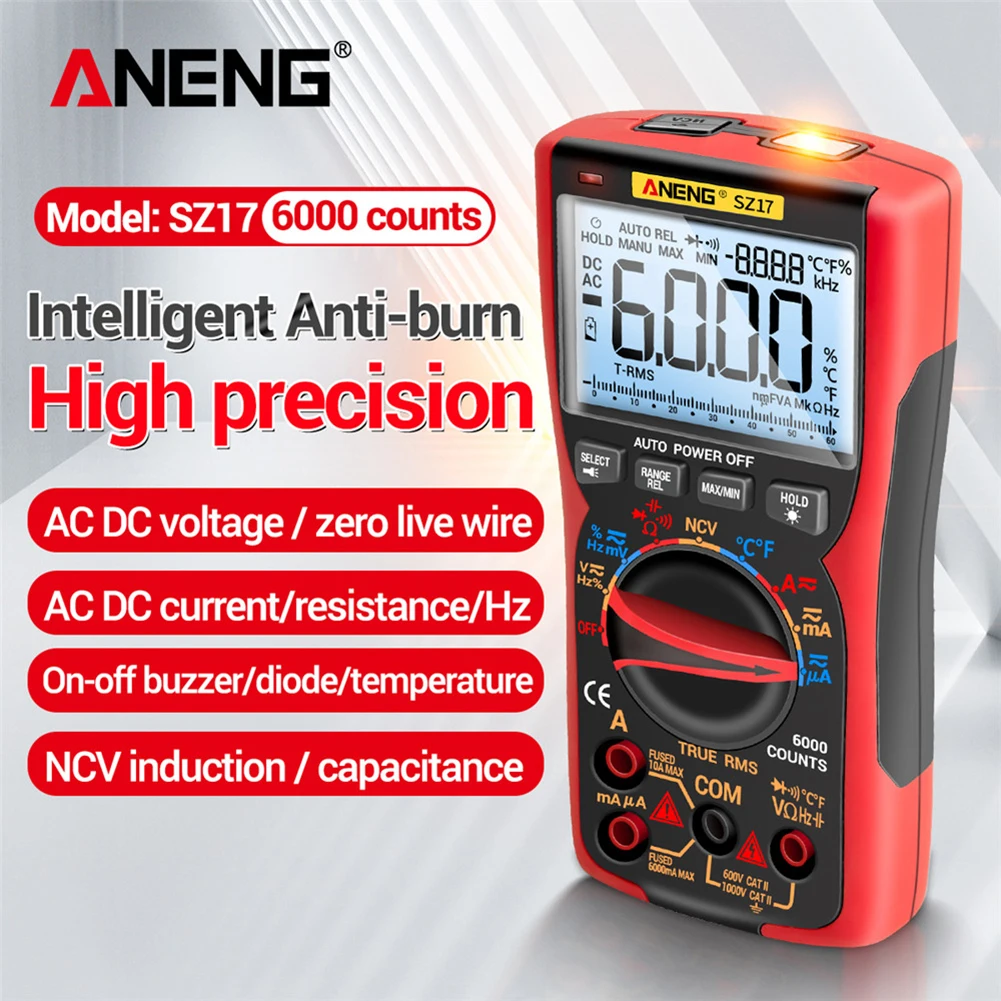 DIY Transistor Capacitor NCV Detector Lcr Meter Digital Multimeter 6000 LCD Display Professional True RMS AC/DC Voltage
DIY Transistor Capacitor NCV Detector Lcr Meter Digital Multimeter 6000 LCD Display Professional True RMS AC/DC Voltage